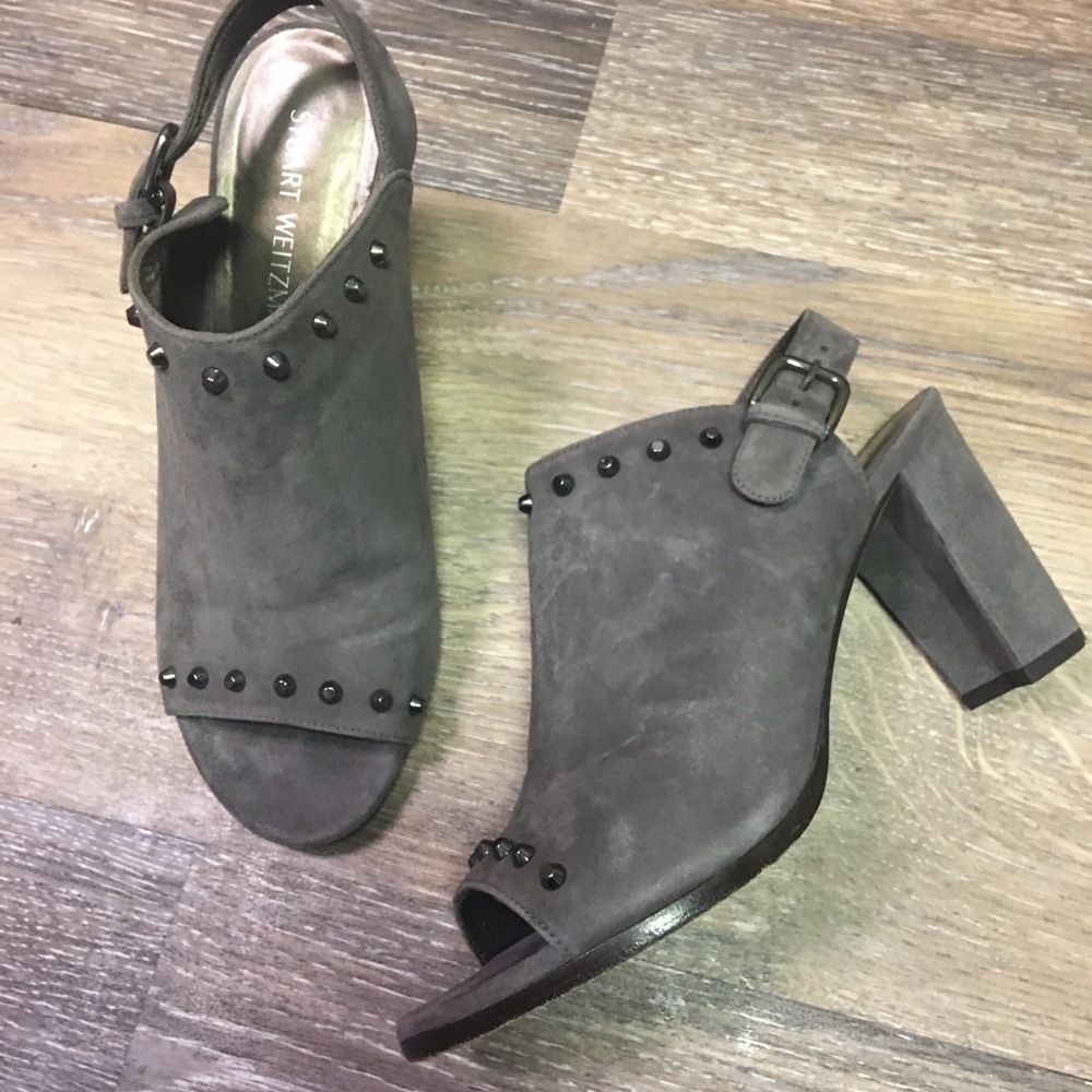Stuart Weitzman grey suede heel